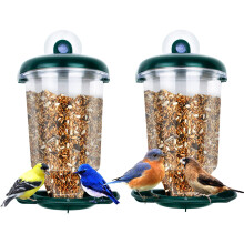 Window Bird Feeder 2 Pack, Bird House for Outside, Window Bird Feeder with Strong Suction Cups and Removable Seed Box. Outdoors Birdfeeder for Wild