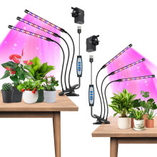 Garpsen Led Grow Light, 2PCS 3 Heads Full Spectrum Clip Plant Light for Indoor Plants, 120 LEDs Grow Lights, with 3 Switch Modes & Auto ON/Off
