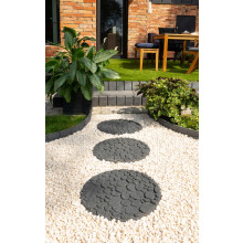 Nicoman 4-Pack 18" Round River Rock Garden Stepping Stone Recycled Rubber Steps Hard Wearing Heavy Duty Outdoor Pathway Tiles - (Grey, Dia.46cm, Set