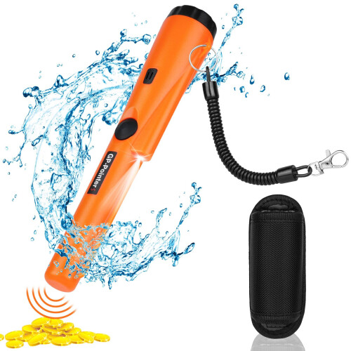 Flintronic Metal Detector Pinpointer, 360? Portable Metal Detector Finder Pinpointer, Waterproof Handheld Pin Pointer with LED, Detecting Tool for