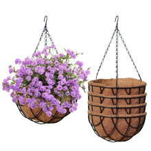 QIODAZOO 4 PCS Hanging Flower Basket with Coco Liner, Hanging Basket Metal for Flower Plants, Garden Hanging Baskets Outdoor Decoration (Dia. 21cm,