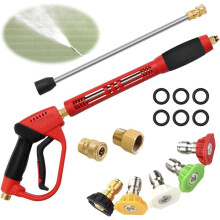 DAJASD Pressure Washer Long Gun, 5000 PSI High Pressure Washer Lance with Extension Wand, Portable Jet Wash Gun with 5 Nozzle Tips & M22 14mm Fitting
