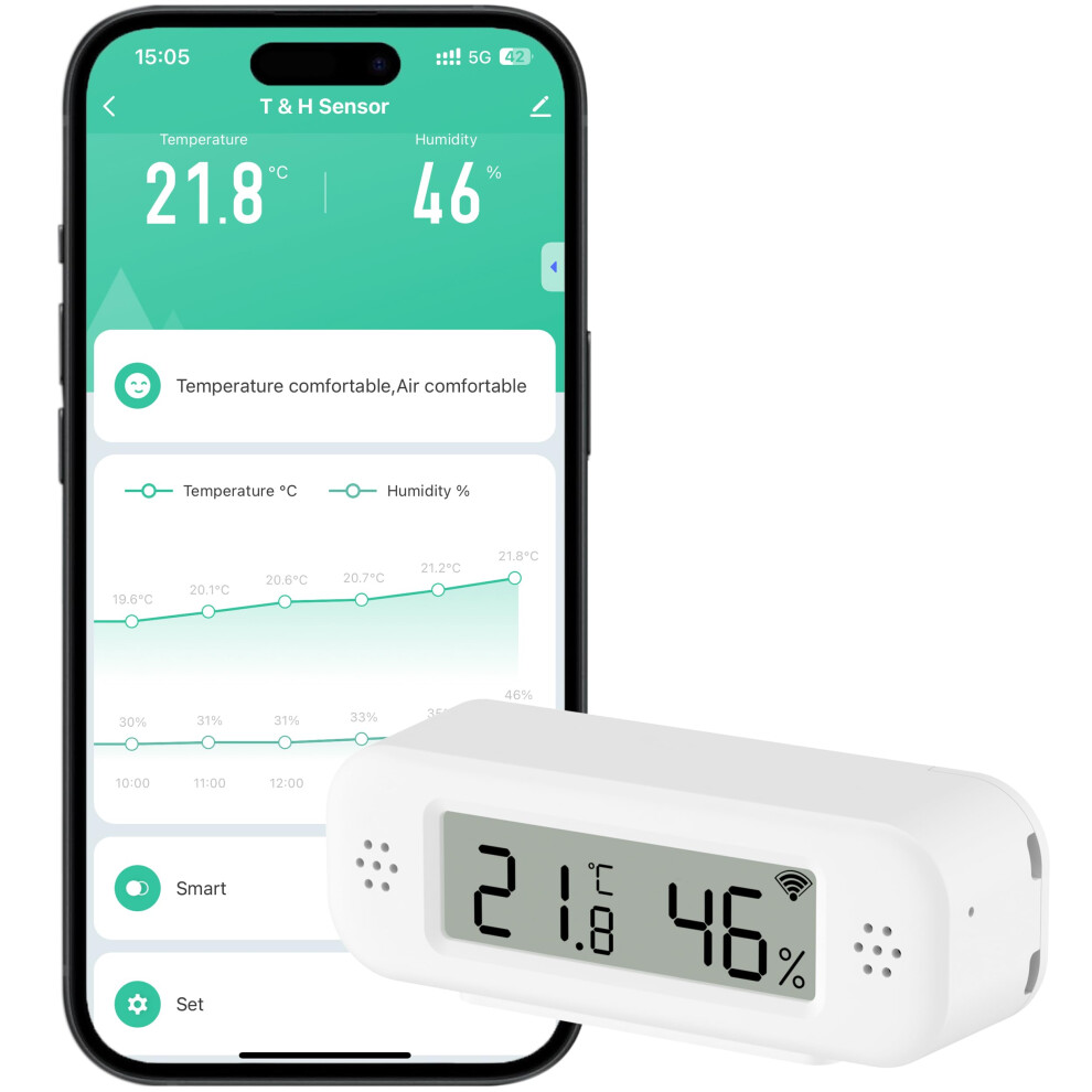 Comboss Wifi Thermometer Hygrometer Sensor, Temperature & Humidity Sensor With Notification Alarm For Remote Applications, Free Data Export,