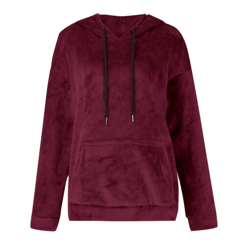 Damen-Kapuzenpullover, einfarbig, mit Tasche, lockerer Oversized-Passform, langärmeliger Freizeit-Hoodie – Einheitsgrößen 2