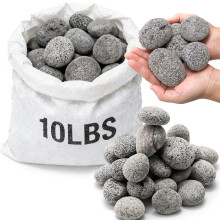 SOUJOY Black Lava Rocks for Fire Pit, 2"-3" Natural Tumbled Lava Stones, 10lbs Lava Pebbles for Natural Gas, Propane, Wood, Electrical Firepits &