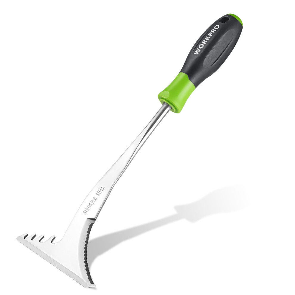 Workpro 32 Cm Weed Remover Tool With Ergonomic Handle, Serrated Edge Weed Puller For Narrow Spaces, Weeding Tool With Sharp Scraper, Stainless Steel
