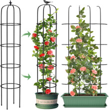 LATERN 1Pcs Garden Obelisk Trellis for Climbing Plants, 180CM Tall Rustproof Coated Metal Plant Support Plant Climbing Trelli Frame for Pots Plant