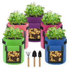 5 Pack 10 Gallon Potato Grow Bag, Potato Planting Bag, Colorful Plant Grow Bags with Handles, Garden Planter Pots with Harvest Window for Potatoes,