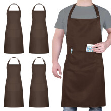 atopo 4 Packs Chef Apron, Waterproof Catering Apron with 2 Pockets, Adjustable Work Aprons Perfect for Kitchen Cooking Painting Gardening Cleaning