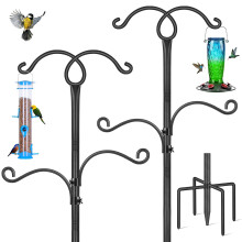 2 Pack Bird Feeders Hanging Station, 193cm Bird Feeder Pole Stand Free Standing Bird Feeding Stations Heavy Duty Metal Shepherds Crook Hooks for