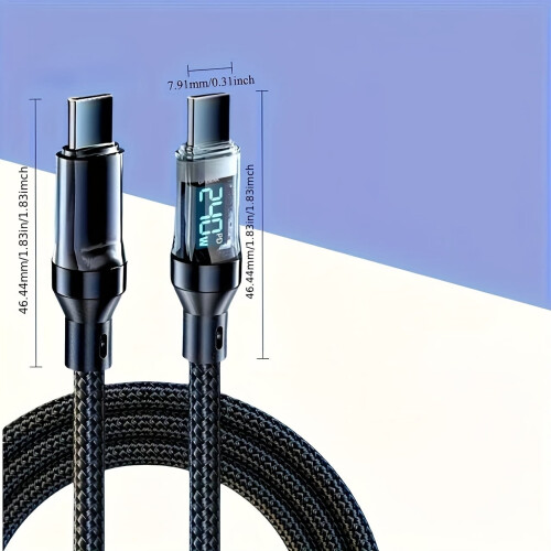Καλώδιο USB-C σε USB-C Γρήγορης Φόρτισης 120W/6A με Οθόνη LED, Πλεγμένο Νάιλον – Συμβατό με 2