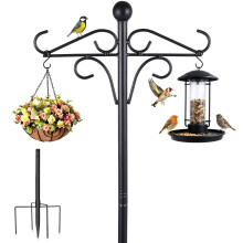 CHERISHOME Bird Feeders Hanging Station, 196CM Bird Feeder Pole with Shepherds Crook Garden Hooks, Heavy Duty Bird Feeding Station Stand, Free