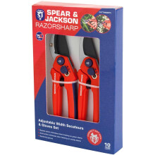 Spear & Jackson CUTTINGSET3 Razorsharp Adjustable Width Secateur and Glove set