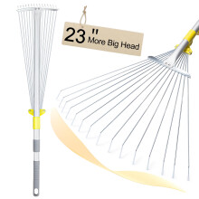 JARDINEER Adjustable Leaf Rake Long Handle, Lightweight Rake for Leaves with Expandable Head 17.8-58.5cm, Garden Rakes for Lawns Use by Men Women
