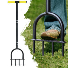 Colwelt Lawn Spike Aerator, Gardening Lawn Aerator for Compacted Soils and Lawns, Non-slip T-Handle Grass Spike Aeration with Four 9cm Solid Steel