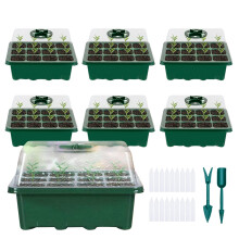 MAINOSHY Seed Trays for Seedlings, 6Pack Seed Propagator Tray Seed Starter Tray with lid Plant Germination Box with Plant Labels and Plant Tools for