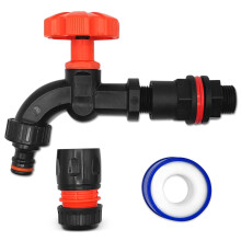 Premium Water Butts Kit ? 3/4" bsp black tap with standard click lock hose connector + Hozelock compatible tap hose connector + PTFE Tape Roll ?