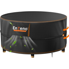 Enzeno Garden Table covers with Vents, Garden Furniture Cover,Round Outdoor Patio Covers 420D Oxford Fabric Large Patio Set Cover Heavy Duty