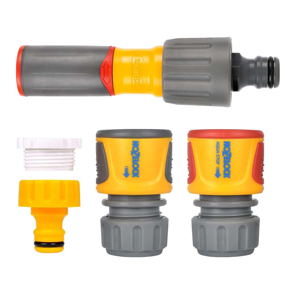 Hozelock - Starter Nozzle Kit 3-In-1 : Ergonomic Soft Grip Lance, Non-Slip, 3 Jets, 2 Connections ? 12.5Mm - ? 15Mm (1/2" - 5/8"), 1 Tap Connection