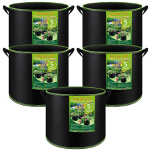 NACHLYNN 5-Pack 15 Gallon Grow Bags Thickened Nonwoven Fabric Pots Heavy Duty Aeration Fabric Pots with Handles Plant for Gardening Fruits Flowers