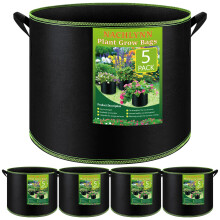 NACHLYNN 5-Pack 7 Gallon Grow Bags Thickened Nonwoven Fabric Pots with Handles Heavy Duty Aeration Fabric Pots Plant or Fruits Flowers Plant for