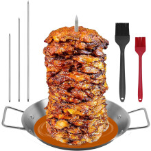 Vertical Meat Skewer Stainless Steel Vertical Skewer Grill with 2 Brushes and 3 Removable Sizes (8-in, 10-in, and 12-in), Grill Rack Stand