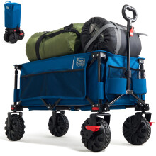 TIMBER RIDGE Festival Trolley on Wheels with Brakes, 200L Folding Camping Trolley Cart with Adjustable Handle & Cover Bag, 100kg Heavy Duty Cart Wagon