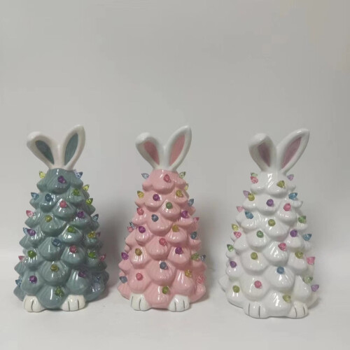 Osterhasen-Baumschmuck, Keramik-Osterhasenlampe mit LED 2