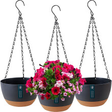 Duscdesp 3 Pack Hanging Planters,Hanging Plant Pots Indoor and Outdoor,Hanging Basket Plant Hanger with Drainage Hole,Hanging Flower Pot for Indoor