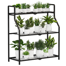 Bamworld Metal Plant Stand Indoor Outdoor, 3 Tier Plant Shelf for Multiple Plants, Large Heavy Duty Flower Pot Stands for Patio Garden Balcony Living