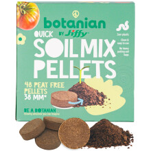 Jiffy Botanian 48 x Peat Free Quick Soil Mix Pellets - Zero Plastic Potting Soil for Herbs, Vegetables & Flowers. Simple & Easy to Use 38mm Coir Discs