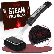 Pietuley Steam Grill Brush with Scraper, Safe BBQ Cleaning Brush Kit for Grill Cleaner,Bristle-Free Barbecue Accessories Oven Cleaning Tool,Stainless