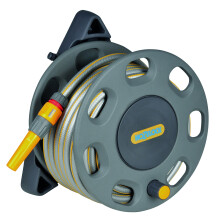 HOZELOCK - Wall-Mounted 30m Hose Reel with 15m Hose : Easy-to-install Wall-mounted Hose Reel with Handle, Complete with Hose Guide, Nozzle, Fittings