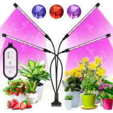 wolezek Grow Lights for Indoor Plants, 80 LEDs 4 Heads Full Spectrum Red & Blue Plant Light with Clip, Grow Lamp with 10 Dimming Level, 4/8/12H Auto
