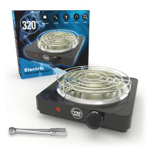 320? Electric Charcoal Burner for Coconut Coal Coil Stove - FULL WARRANTY - Includes Grid & Tongs - 1.4m extra long braided cable