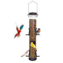MIXXIDEA Metal Tube Bird Feeders for Outdoors Hanging Bird Feeders for Outside Wild Birds Feeder 6 Ports Hanging Bird Feeder Attract Birds in Your