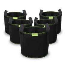 Mactoou Tomato Grow Bags 7 Gallon, 5 Pack Thickened NonWoven Plant Container Pot Pouch with Handles for Potato Tomato Vegetables and Strawberry, Black