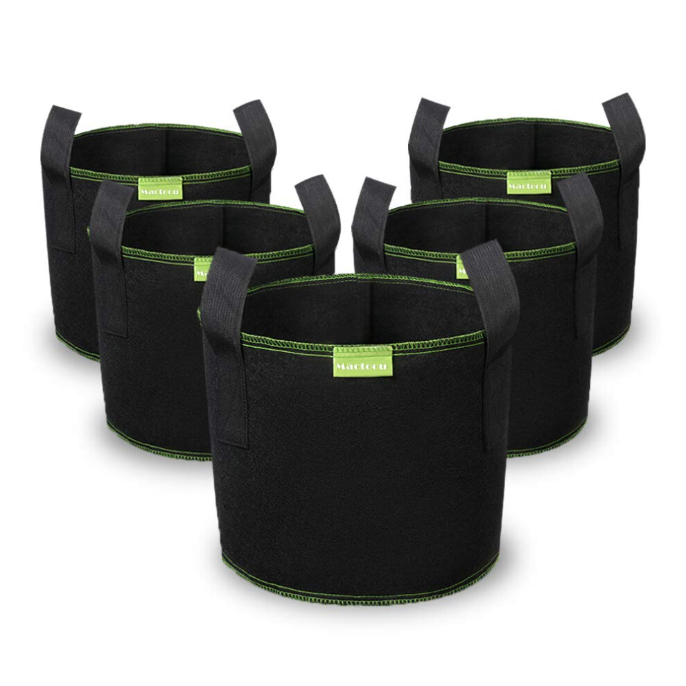 Mactoou Grow Bags For Vegetables, 5 Pack 3 Gallon Non-Woven Fabric Tomato Grow Bags Pots With Handles For Vegetables, Potatos, Tomatoes, Strawberry,