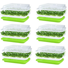KAHEIGN 6Pcs Seed Sprouting Trays with Lid, 32cm x 26cm Large Capacity Germination Tray BPA Free Healthy Hydroponic Propagator with 24Pcs Planting
