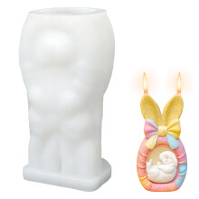 Molde de silicona para velas con forma de conejito de Pascua, resistente al calor.