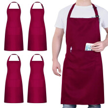 4 Packs Chef Apron, Waterproof Catering Apron with 2 Pockets, Adjustable Work Aprons Perfect for Kitchen Cooking Painting Gardening Cleaning