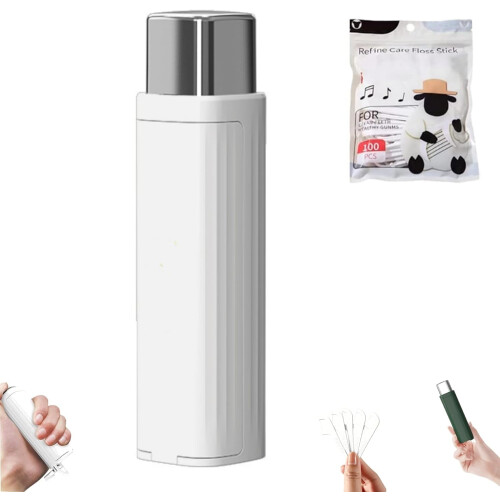 Set met opklapbare flosdraaddispenser en 100 navullingen