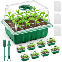 ASTARON 12-Pack Seed Trays, 144-Cell Reusable Seed Propagators with Lids Thicken Seed Starter Tray for Seedlings, Germination Trays for Seedling Mini