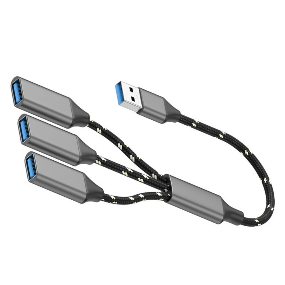 Usb 2.0 3-Port Splitter Cable Â Braided Silver/Grey 9058772188601