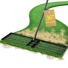 Jardineer Lawn Levelling Rake 91cm Wide Head, 183cm Long Handle Garden Rakes Heavy Duty, Lawn Lute Tool for Grass, Golf Course, Garden, Level Soil