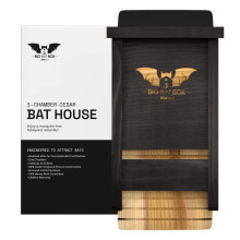 WildYard Wooden Outdoor Bat Box - Single-Chamber Black - Bug Deterrent for Garden - Preassembled Easy Hang for Gardening - Weatherproof Wood for