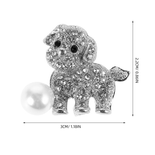 Broche de cachorro com strass para ocasiões formais e informais. 1
