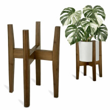 the lux | Adjustable Bamboo Plant Stand (20-30cm) | Flower Pots Holder, Indoor Display Rack for House Plants, Home D?cor for Living Room, Office and