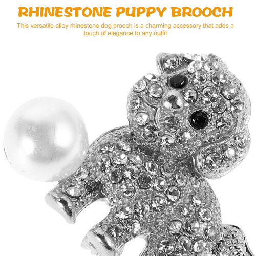 Broche de cachorro com strass para ocasiões formais e informais. 2