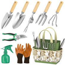 Fixmend Garden Tools Set, 9 Pieces Gardening Hand Tool Gift Kit, Stainless Steel Gardening Gifts for Women & Men with Heavy Duty Tool Bag for Easy